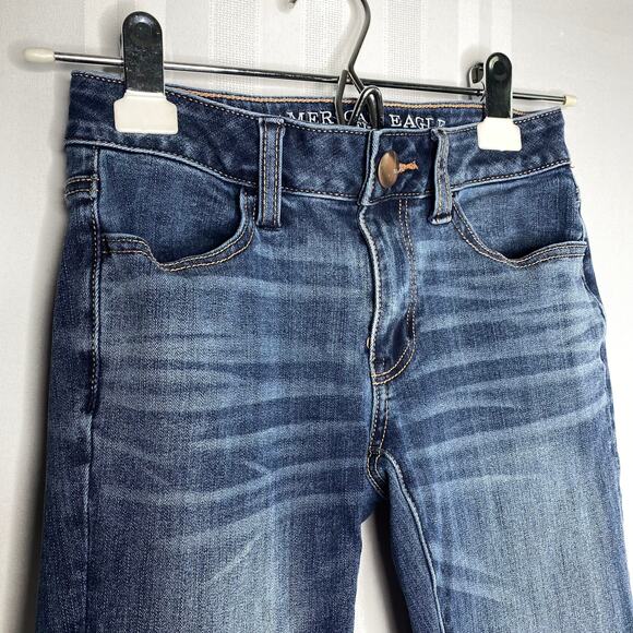 American Eagle Outfitters 360 Super Stretch Jeggings Skinny Jeans Size 00 Blue - Picture 2 of 10